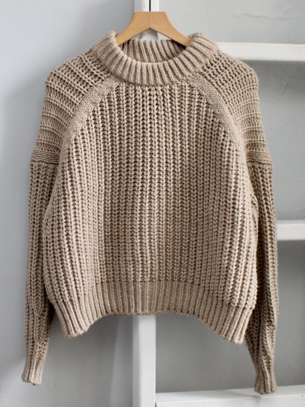H&M Chunky Mole Knit Jumper Boxy Sweater Brown Wool Blend Size Medium